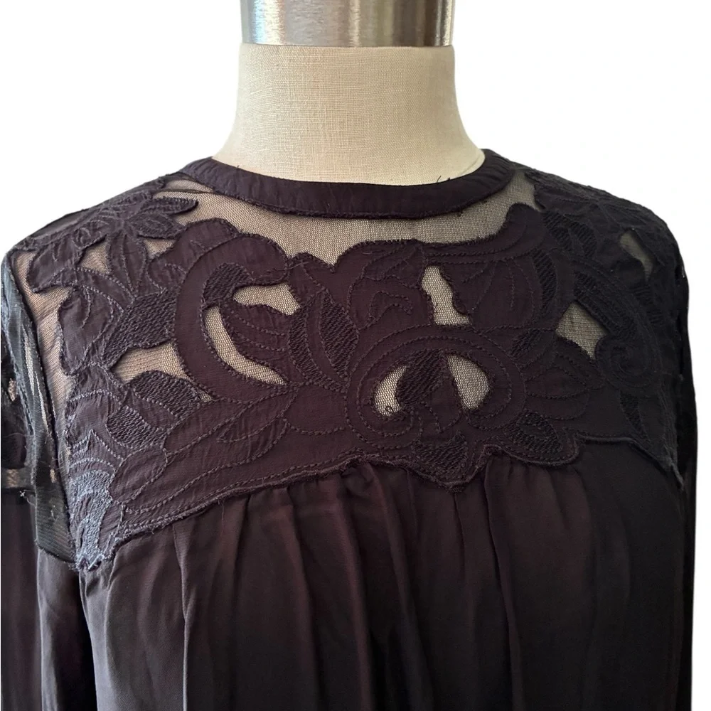 Anthropologie black sheer blouse